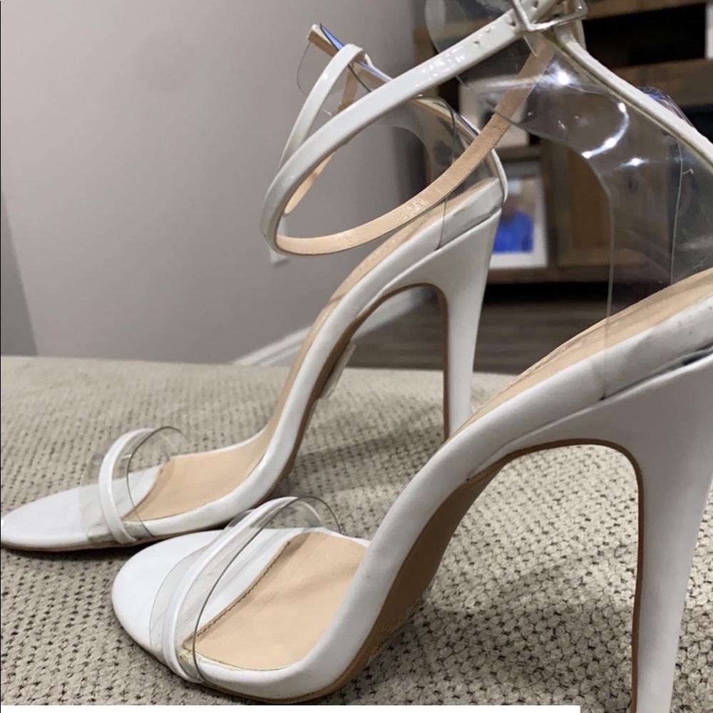White heeled sandals